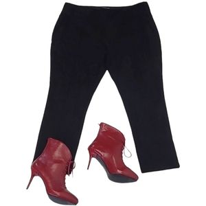 Andrew Marc High Waist Rise Ankle Dress Pants Stretch Faux Suede Straight Crop